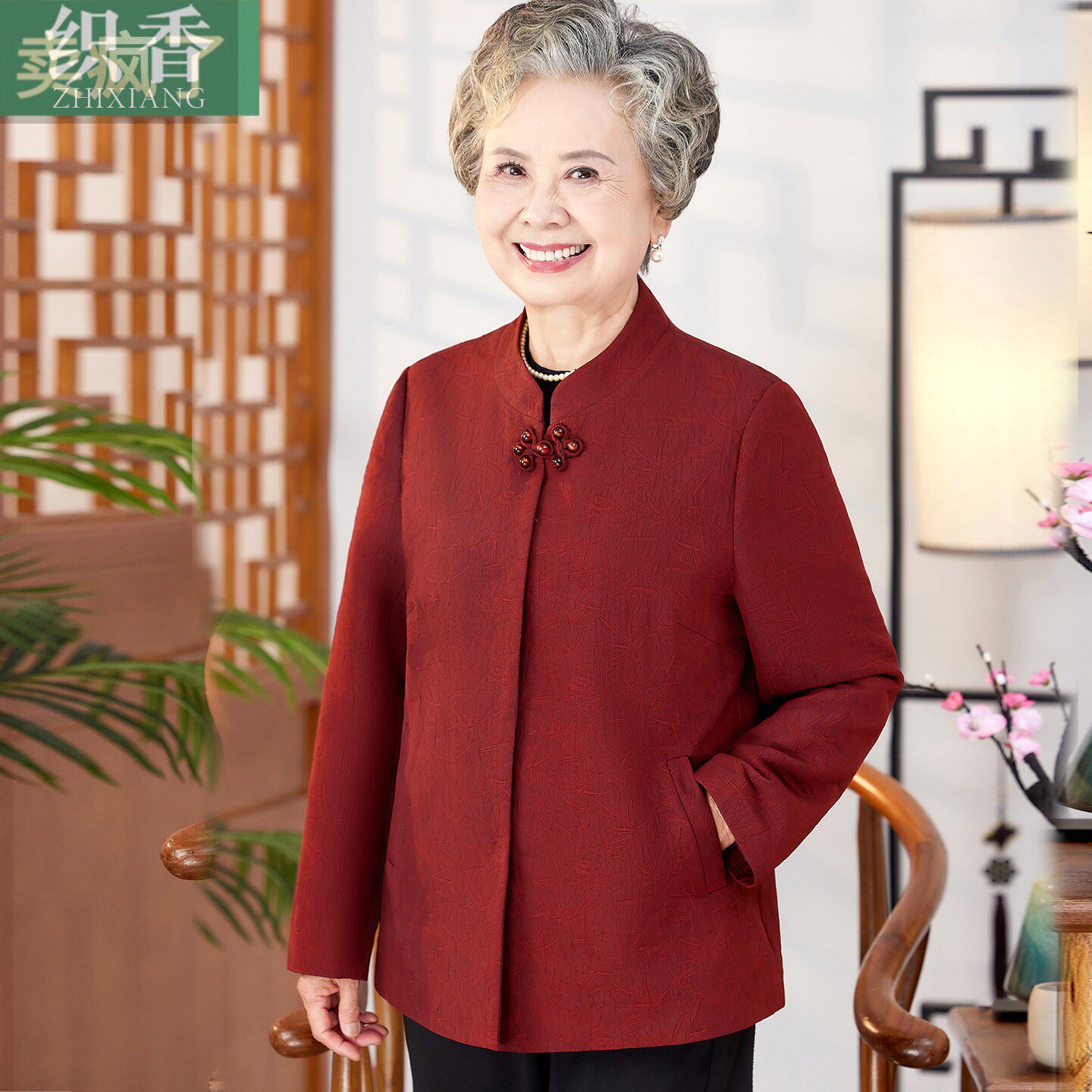 奶奶春秋装外套中老年人唐装女妈妈款婚礼喜庆洋气上衣老太太衣服