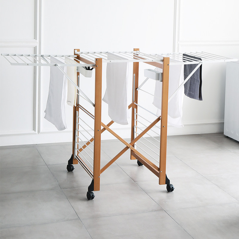 dlac意大利进口实木晾衣架落地折叠室内移动衣架家用挂衣架晾晒架