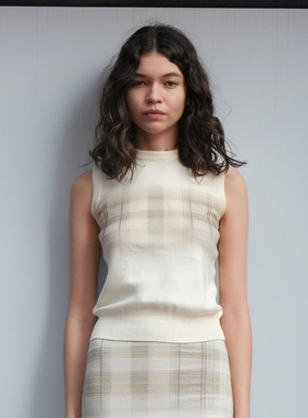 THINGNESS 渐变格纹印花针织背心