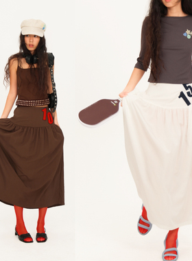 Thingness 立体数字遮肉半身伞裙大摆长裙半身裙