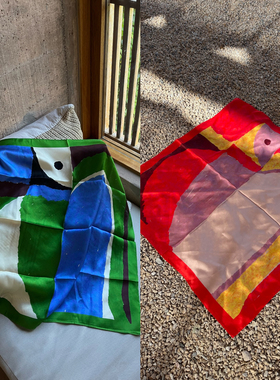 THINGNESS 桑蚕丝手绘感TN抽象设计感原创插画真丝印花丝巾大方巾