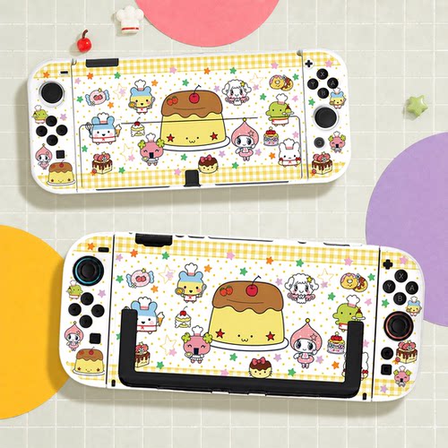 switch oled保护壳NS2代续航版硬壳分体全包防摔樱桃糕点拓麻歌子