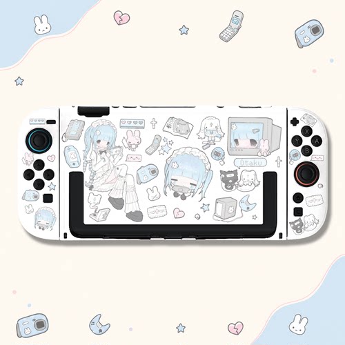 switch oled保护壳NS2代续航版硬壳分体全包防摔蓝色亚女孩白壳