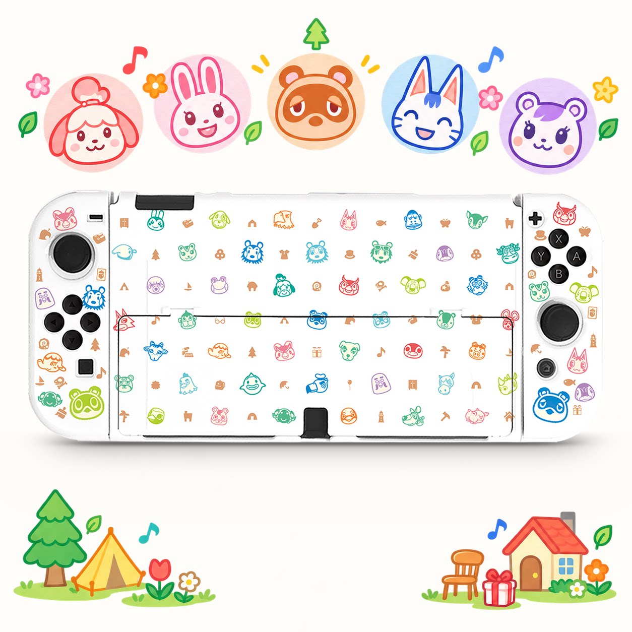 switch oled保护壳NS2代续航版硬壳分体全包防摔可爱动森图鉴白壳图片