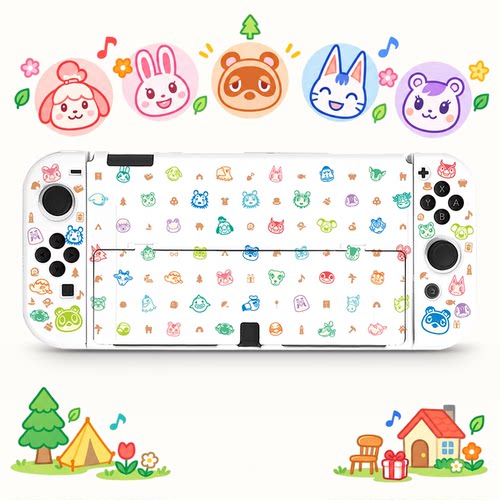 switch oled保护壳NS2代续航版硬壳分体全包防摔可爱动森图鉴白壳