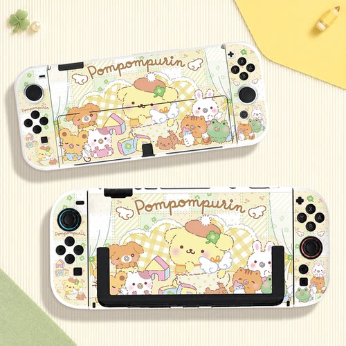 switch oled保护壳NS2代续航版硬壳分体全包防摔铅笔布丁狗