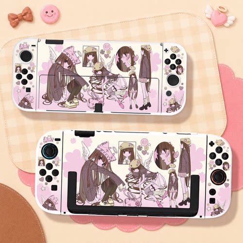 switch oled保护壳NS2代续航版硬壳分体全包防摔可爱天使帽子少女