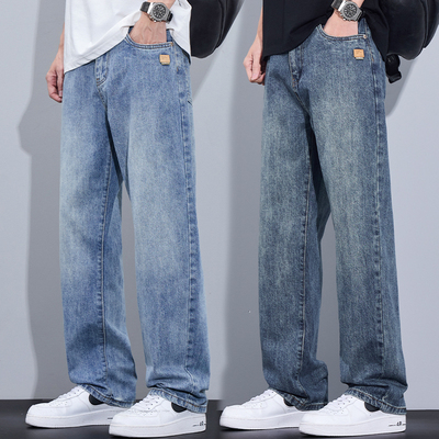 牛仔裤男士宽松直筒阔腿耐磨秋冬