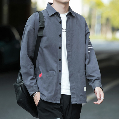 工作服衬衫男纯棉耐磨劳保外套
