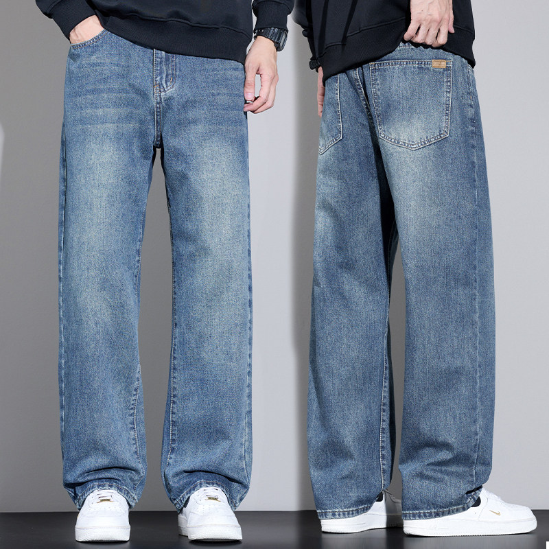 牛仔裤男士秋季宽松直筒休闲长裤2025新款美式复古耐磨工作裤子男