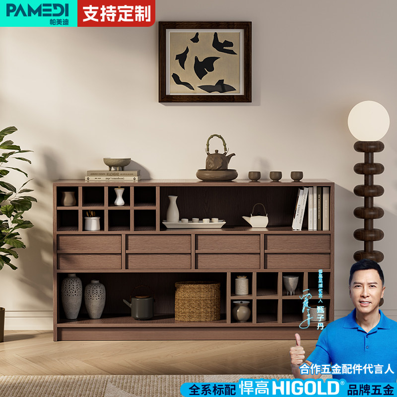 中古风现代简约实木餐边柜客厅储物收纳柜设计师款多层置物柜