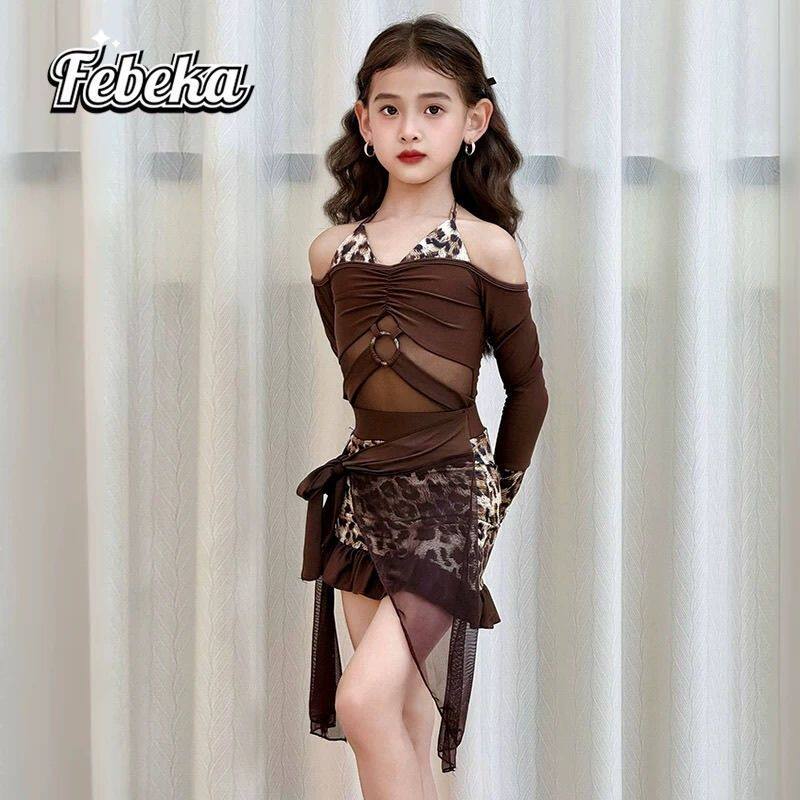 菲贝咔2026新款秋冬少儿高端拉丁舞蹈练功服女童网红表演训练套装