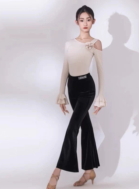 其她2025秋冬新款拉丁舞服装儿童拉丁舞服练功服舞蹈服拉丁裤