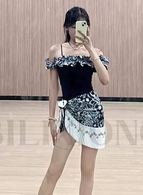 BLX拉丁舞练功服新款2026亮片腰封半身流苏短裙高级感成人女臀巾