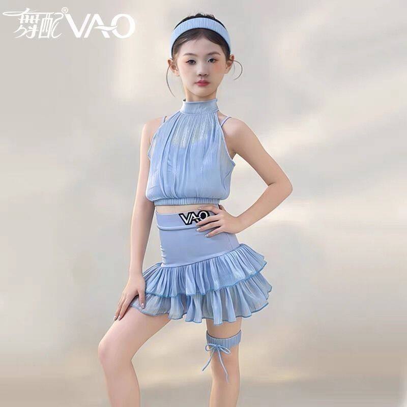2026新款拉丁舞服VAO舞配蓝色蛋糕裙高级感表演服拉丁舞练功服女