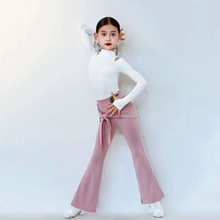 上衣套装 微喇叭黑色长袖 CONNY拉丁舞训练服女儿童舞蹈练功服长裤