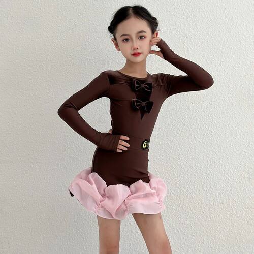 GTYDANCE2025新款拉丁舞服女童秋冬高级长袖鱼骨练功服舞蹈表演服