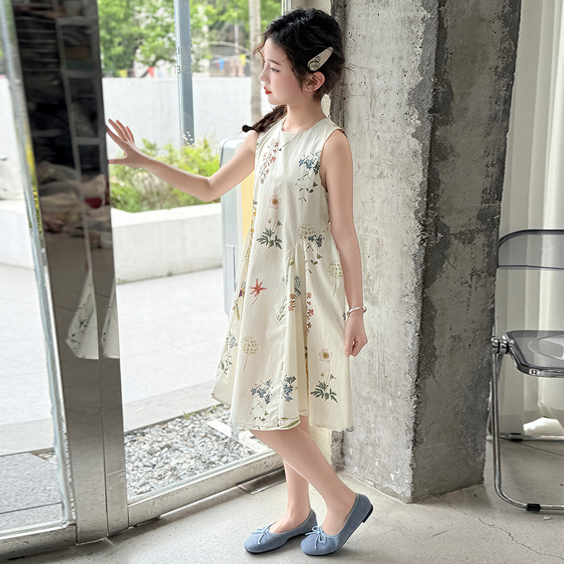 连衣裙女大童泡泡袖潮宝服饰2025流行高端夏季精致酷风超仙时尚