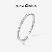 周大生手镯女花丝S990足银镯子送妈妈开口实心镯生日礼物送女友