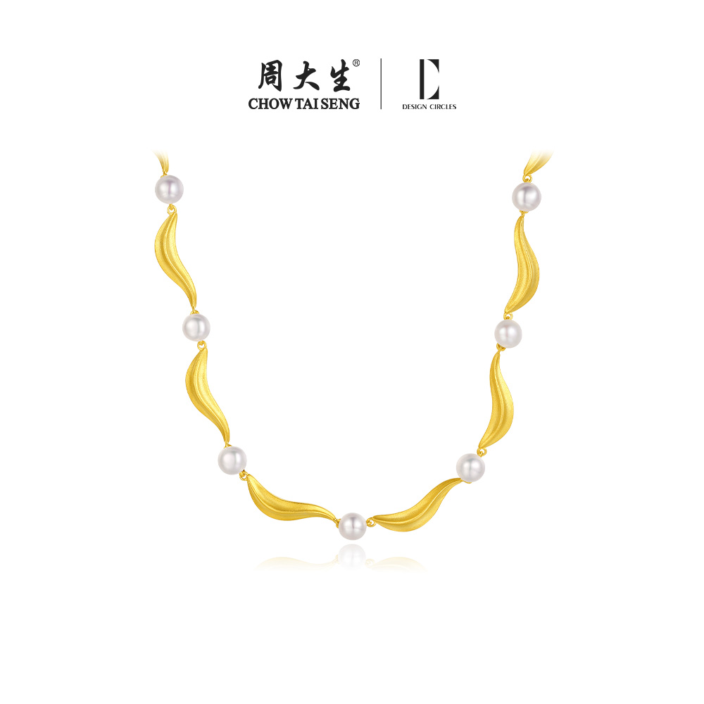 周大生丝带珍珠项链银生日礼物