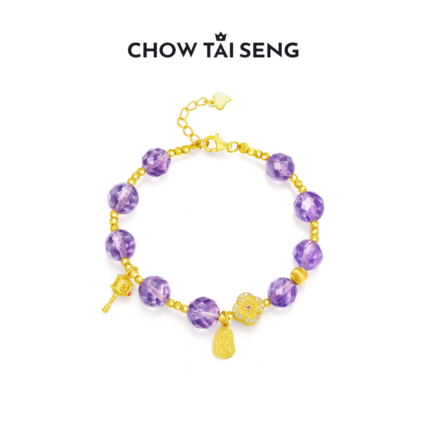 周大生紫气东来手串女款S925纯银水晶手链高级感生日礼物送女友