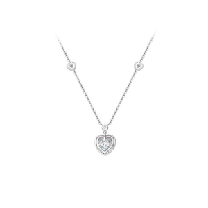 周大生爱心吊坠项链女星点轻奢设计感纯银项链送女友生日礼物