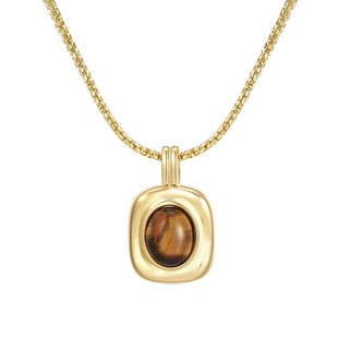 周大生DC落日项链虎眼石女美拉德设计锁骨链高级生日礼物送女友