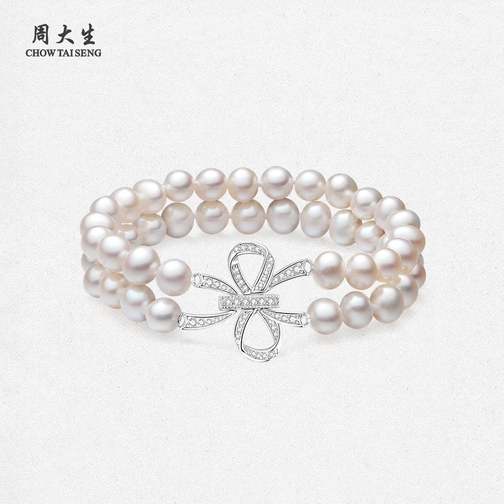 周大生珍珠手链生日礼物送女朋友