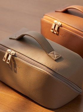 米立风物轻奢化妆包大容量化妆品收纳包便携式旅行洗漱包高级皮革