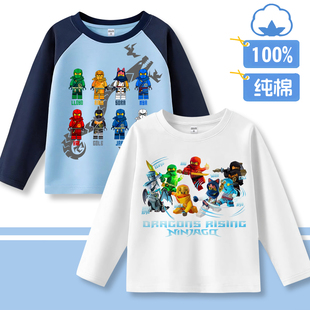 幻影忍者衣服装长袖t恤Ninjago男童春秋季儿童纯棉透气打底衫上衣