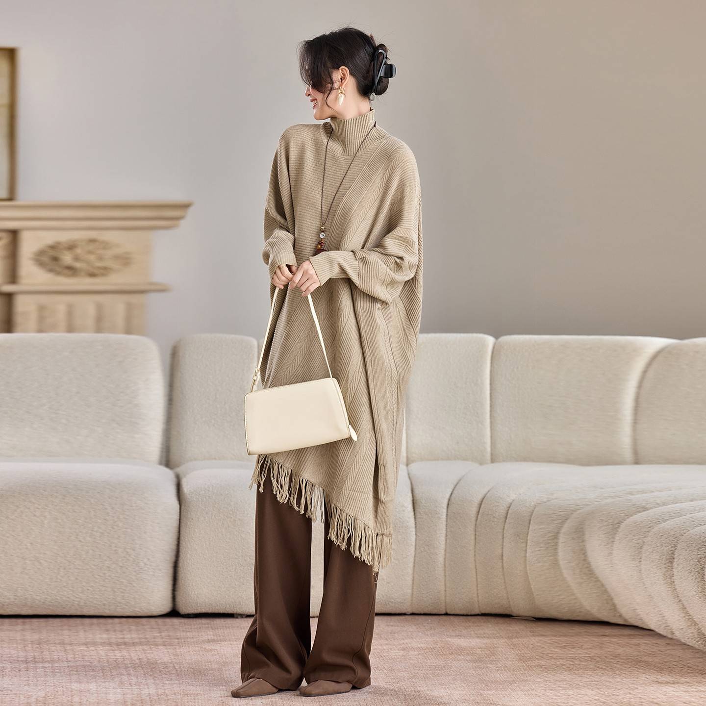 毛衣女秋冬季2025新款韩版慵懒风遮肉显瘦中长款蝙蝠袖针织打底衫