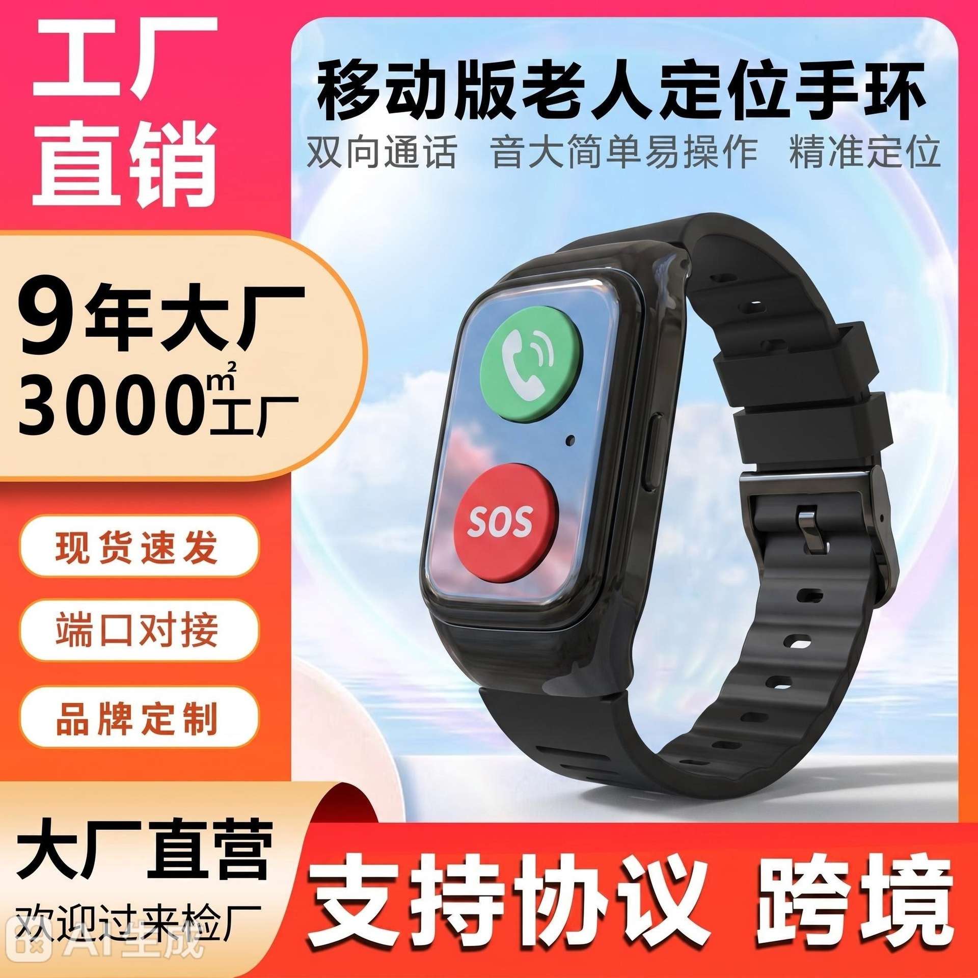新款老人定位手环GPS定位手表智能手环
