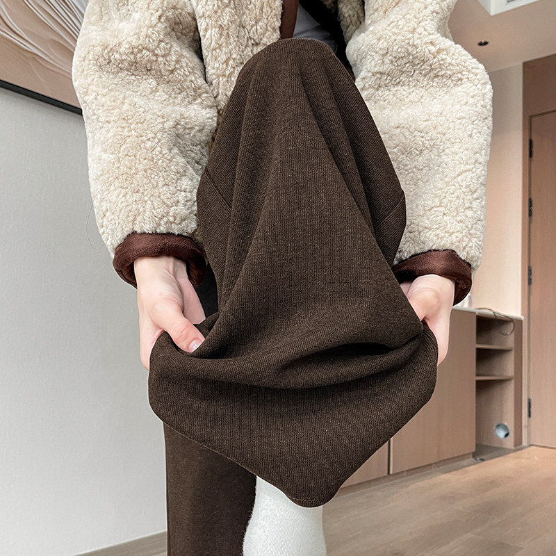 美拉德羊绒糯米裤女2025秋冬新款高腰加绒窄版休闲阔腿裤拖地裤子,女装/女士精品,休闲裤,淘宝优惠券,粉丝福利购,淘宝优惠卷