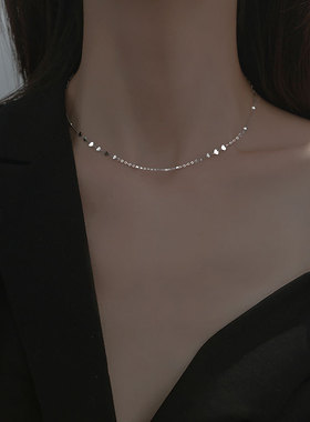 丽沁通体S925纯银choker锁骨链女短款项链饰品韩版银饰拉长脖颈线