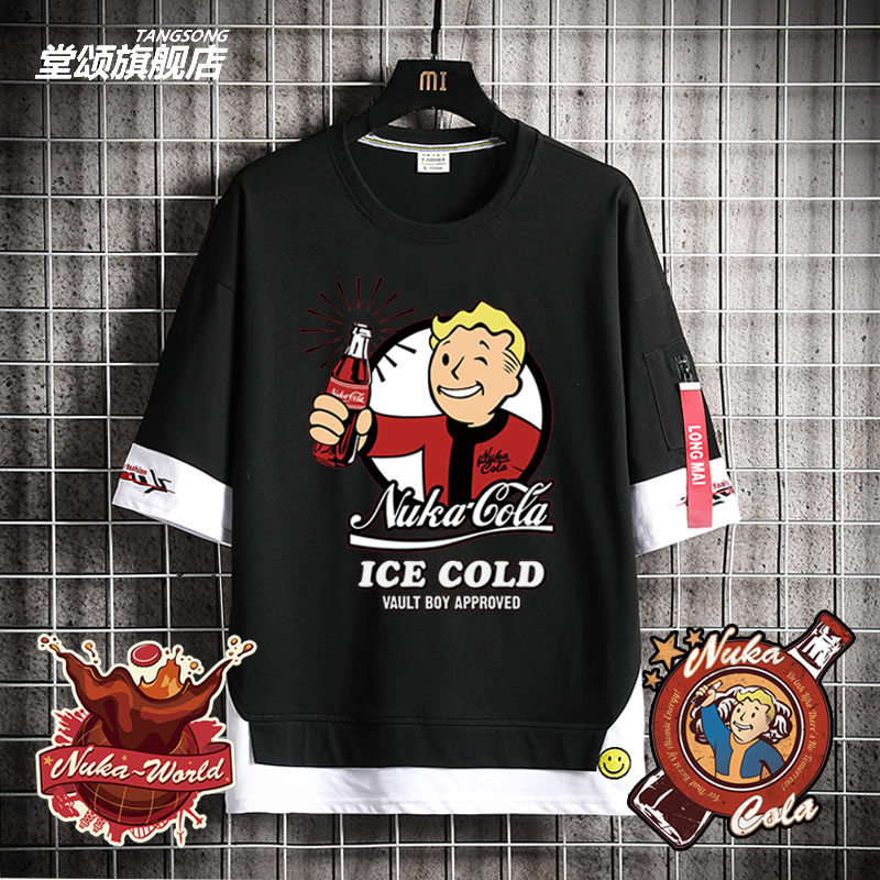Fallout辐射核子可乐电玩飘带T恤哔哔小子游戏男女纯棉短袖体恤潮