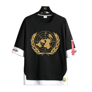 联合国United Nations纯棉T恤地理信息创意标志飘带T恤男女半袖潮
