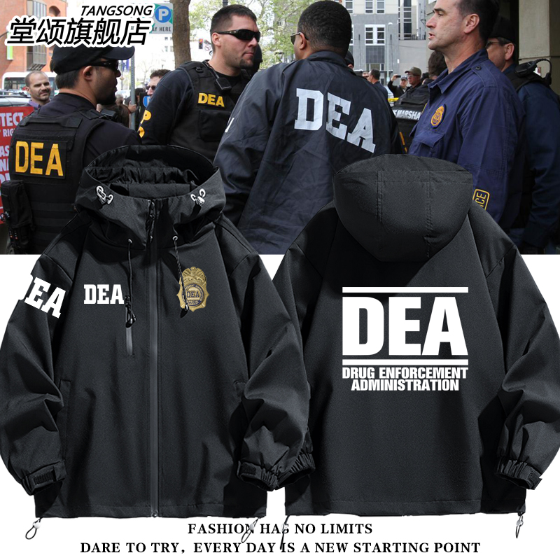 DEA美国联邦缉毒局主题款青年探员美式冲锋衣外套男女潮夹克衣服