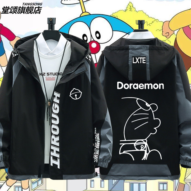 哆啦a梦夹克卡通衣服可爱叮当猫个性机器猫男女情侣连帽外套上衣