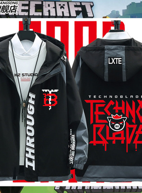 我的世界猪皇血神technoblade周边衣服拉链夹克男女宽松外套上衣
