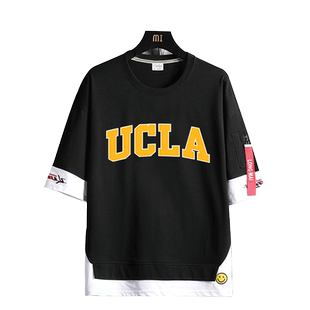 美国加州大学ucla短袖T恤纯棉宽松衣服校服班服休闲宽松男女半袖