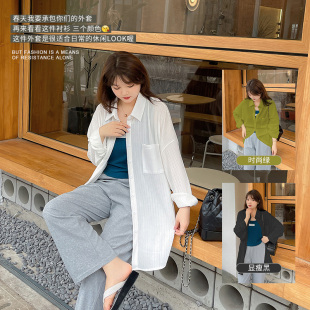 大码 防晒2022胖MM百搭上衣 春夏休闲翻领衬衫