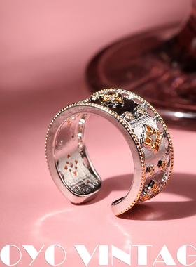 复古风法式中古店个性开口大戒指