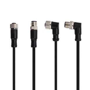 M12弯头直头4/5/8/12芯公头母头单端PVC连接线对插式传感器接插件