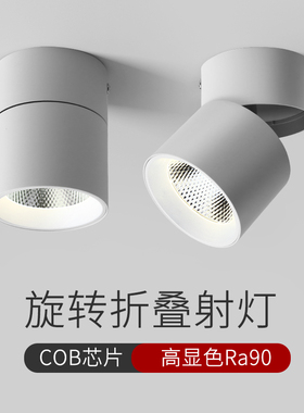 明装射灯可调角度单个家用免开孔吸顶式可折叠聚光LED天花灯筒灯
