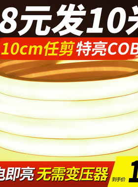 COB灯带led超亮超薄220v户外防水家用客厅吊顶自粘线形灯槽软灯条