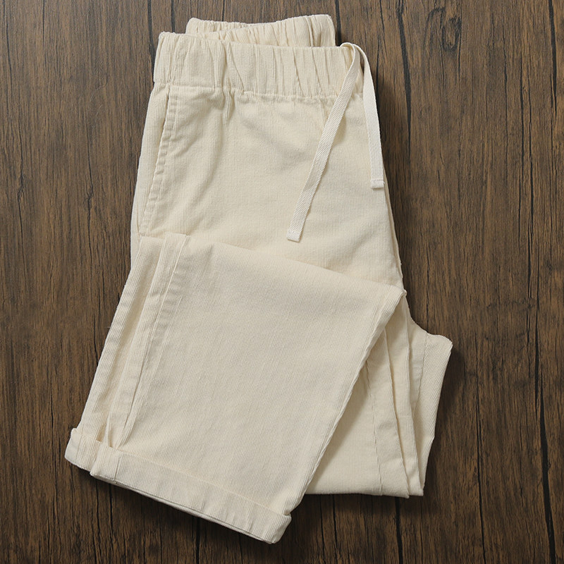 秋冬加厚纯棉灯芯绒裤子男宽松直筒阔腿休闲裤男女款锥形九分白色,男装,休闲裤,淘宝优惠券,粉丝福利购,淘宝优惠卷