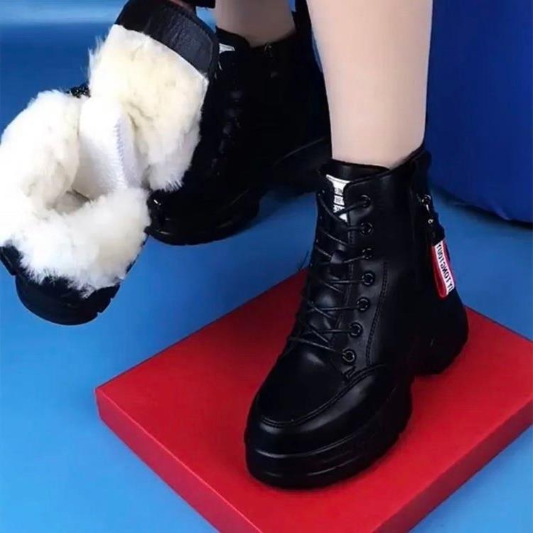 暖马丁0短靴女毛雪地绒靴225冬季加绒保加厚底防滑妈妈鞋女靴棉靴
