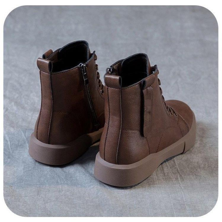 爆软风皮马丁伦款靴女2025新款秋冬厚底复绒古时尚英加保暖短靴子