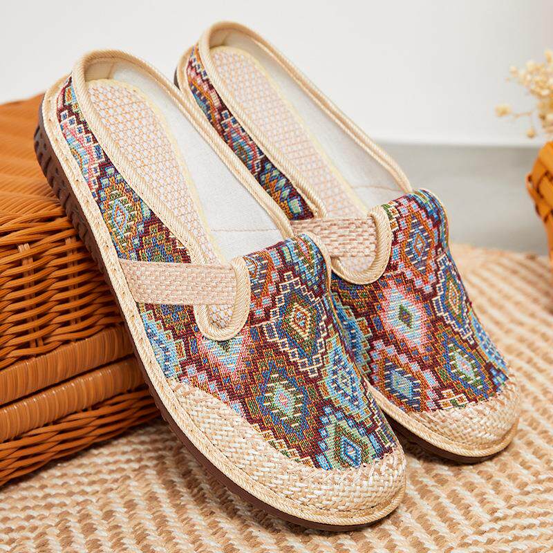 风半拖鞋春夏新透气底拖老北款京布鞋女穿亚鞋麻古学软生拖鞋