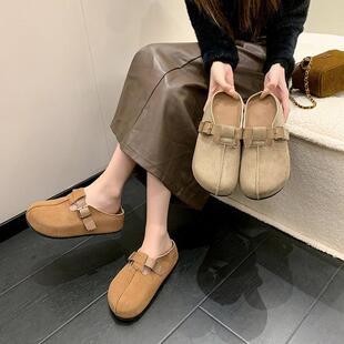 包半拖女外2025子秋鞋 单鞋 季 爆款 头新款 厚底配裙穿子一脚蹬勃肯鞋